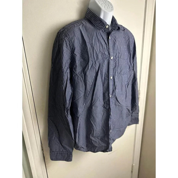 Gap lived-in mens stripe button down blue long sleeve size large #0705 - Picture 3 of 6